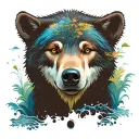 bear tree wolf sea  tattoo design idea