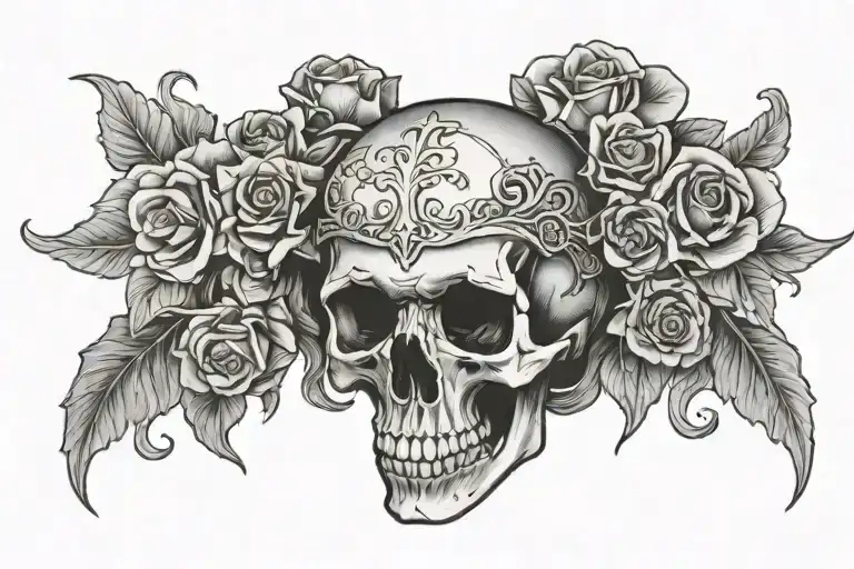 bible morphing skull tattoo design idea