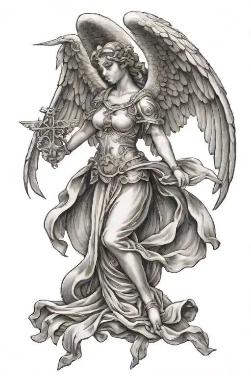 guardian angel with wings tattoo design idea
