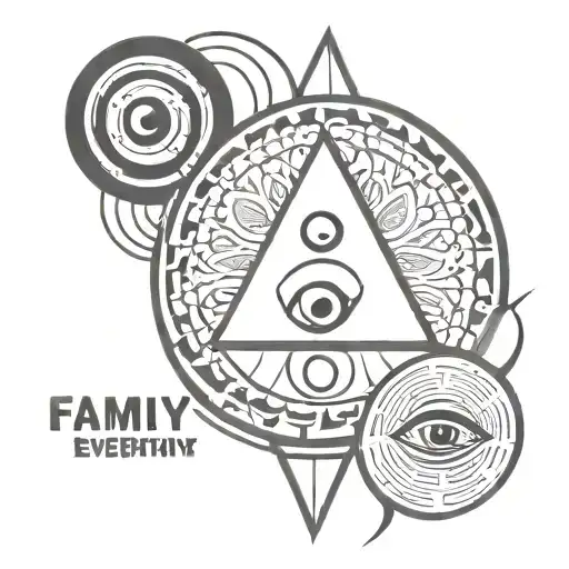 family over everything  with e third eye under   tattoo design idea