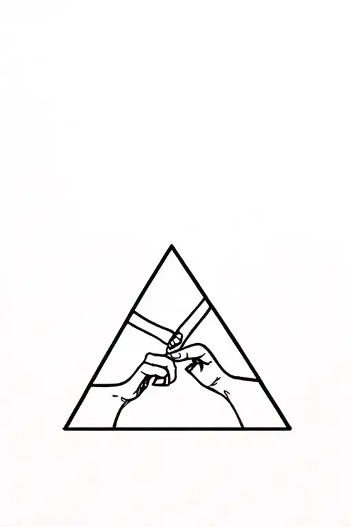 simple small rock paper scissors paper stone in triangle tattoo design idea