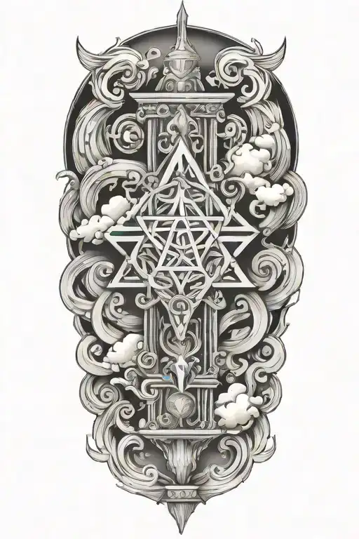 jewish and hebrew pillar of fire and pillar of cloud background tattoo design idea