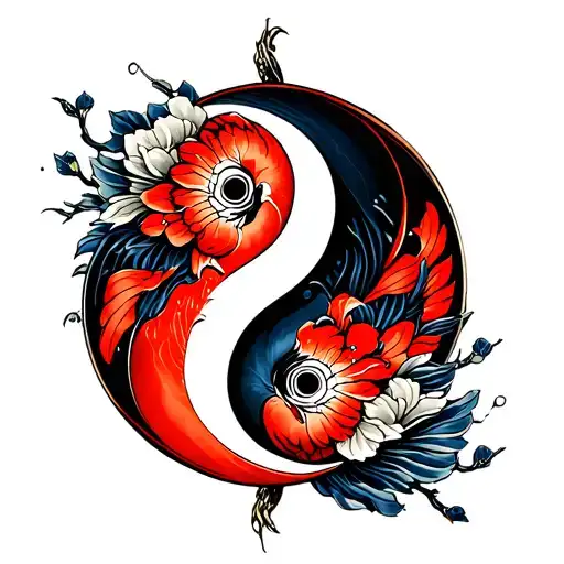 Ying yang fishing hook inside tattoo design idea