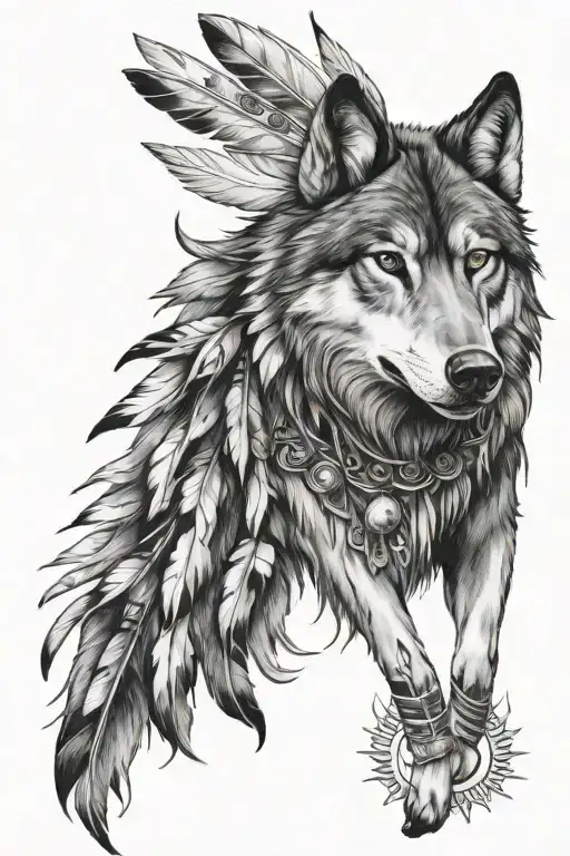 native american wolf tattoo design idea