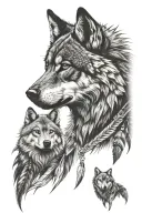native american wolf tattoo design idea