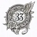 333 angel number tattoo design idea