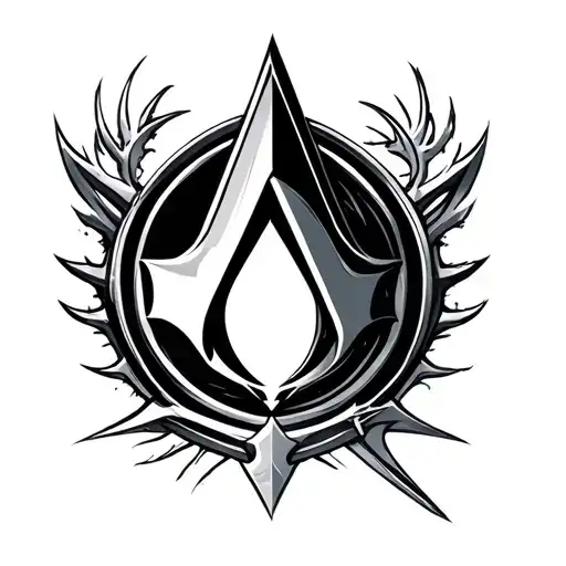 skyrim logo combined with assassins creed logo tattoo design idea