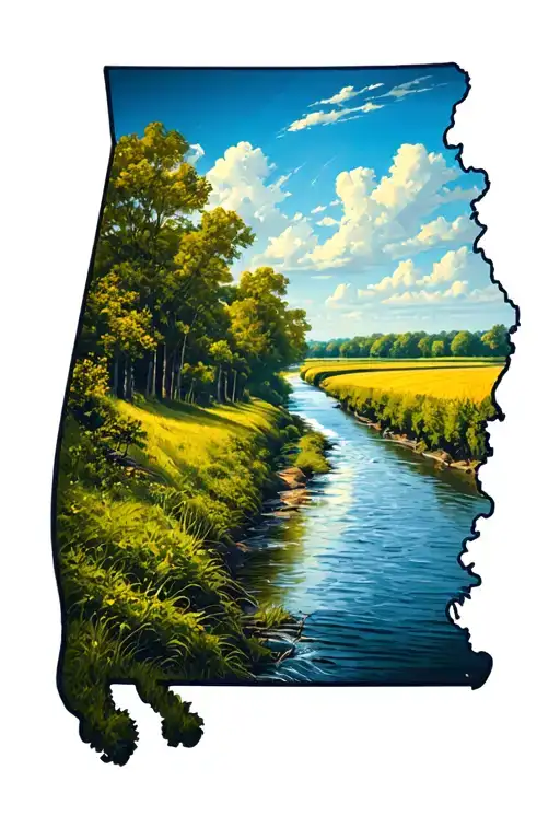 Alabama fields with Tennessee river running tattoo design idea