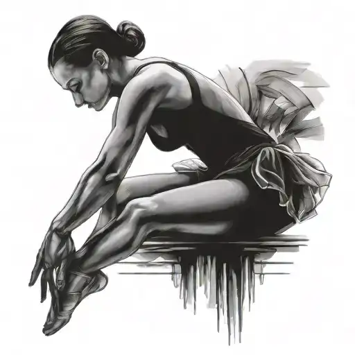 minimalist ballet dancer sitting resting reflecting content tattoo design idea