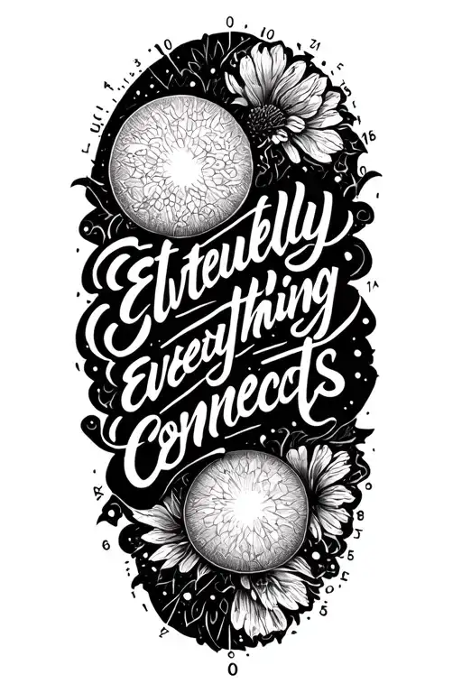 Coordinates Quote "Eventually everything connects" tattoo design idea