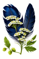 crow feather with elderflower tattoo design idea