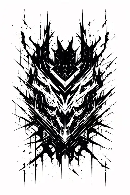 Raw Blackwork Chaotic Bold Strokes Flow Brutalist, Dark Abstract tattoo design idea