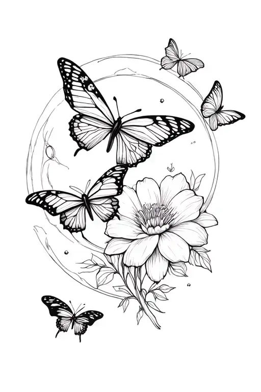 Butterflies, flowers, moon cycles, healing, empowerment tattoo design idea