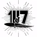 man surfing with Roman numerals of March 17  tattoo design idea