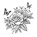 Roses, butterflies,crosses on the hand tattoo design idea