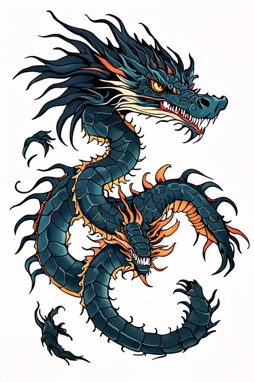 dragon and scorpion intertwined tattoo design idea