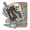 skeleton hand holding cards tattoo design idea