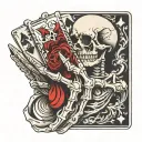 skeleton hand holding cards tattoo design idea