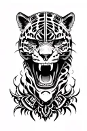 aztec skull and jaguar emerging tattoo design idea