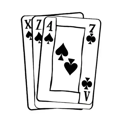 four playing card with a 2 of diamonds, 7 of spades, ace of hearts, and king of clubs tattoo design idea