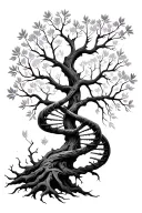 tree of life intertwined representing DNA double helix intertwined tattoo design idea