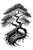 tree of life intertwined representing DNA double helix intertwined tattoo design idea
