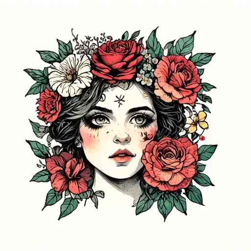 happiness, sadness, uncertainty, loneliness, love, debauchery tattoo design idea