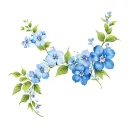 curvy floral vine with forget me nots and other flowers tattoo design idea