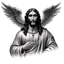 Yeshua with open wings tattoo design idea