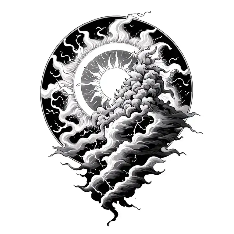 Sun and Thunderstorm tattoo design idea