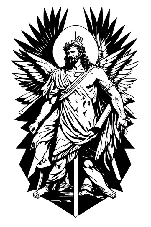 ancient roman/greek theme with icarus, sisyphus, and king leonidas tattoo design idea