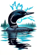 state of MN with a loon bird with reflection lines tattoo design idea