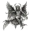 creepy dark infested angel tattoo design idea
