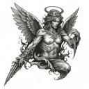 creepy dark infested angel tattoo design idea