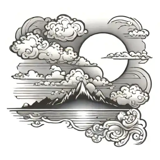 sunrise with clouds tattoo design idea