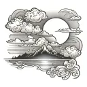 sunrise with clouds tattoo design idea