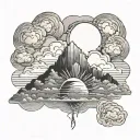 sunrise with clouds tattoo design idea