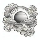 sunrise with clouds tattoo design idea