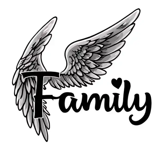 "Family " "Family " family hearts angel wings  tattoo design idea