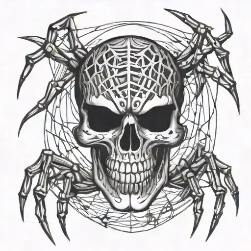 skull spider weaving a web tattoo design idea