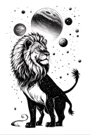 Style diseng gladiator looking at the planets at night a lion sitting looking at the freezing style gladiator tattoo design idea