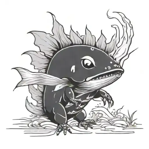 writes Milo and Arya and makes an axolotl tattoo design idea