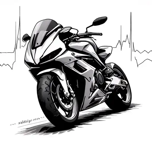 ekg line with a sport motorcycle in the middle forearm tattoo design idea