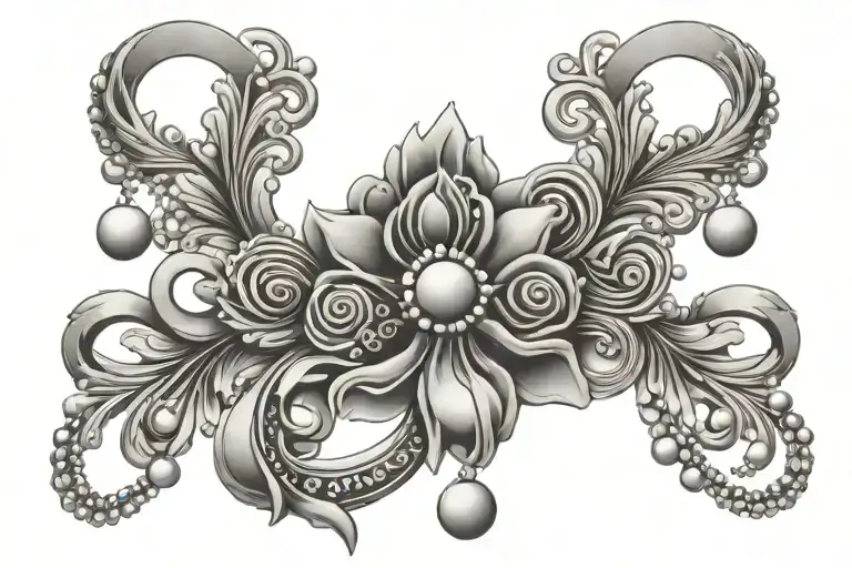 necklaces and pearls tattoo design idea