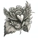 Wings, Kompass, Heart beats tattoo design idea