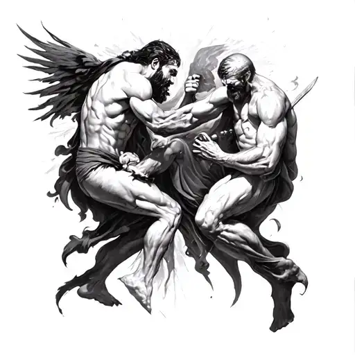 the war between a man's flash and a man's spirit showing the battle between sin and yourself   tattoo design idea