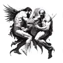 the war between a man's flash and a man's spirit showing the battle between sin and yourself   tattoo design idea