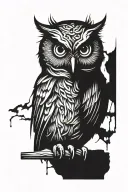 semicolon owl perched tattoo design idea
