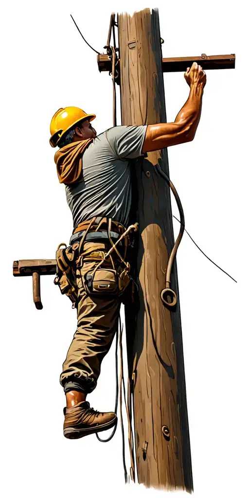 IBEW Local 1393 journeyman lineman climbing utility pole tattoo design idea