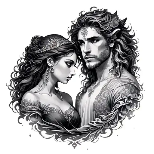 aquarius woman and Leo man tattoo design idea